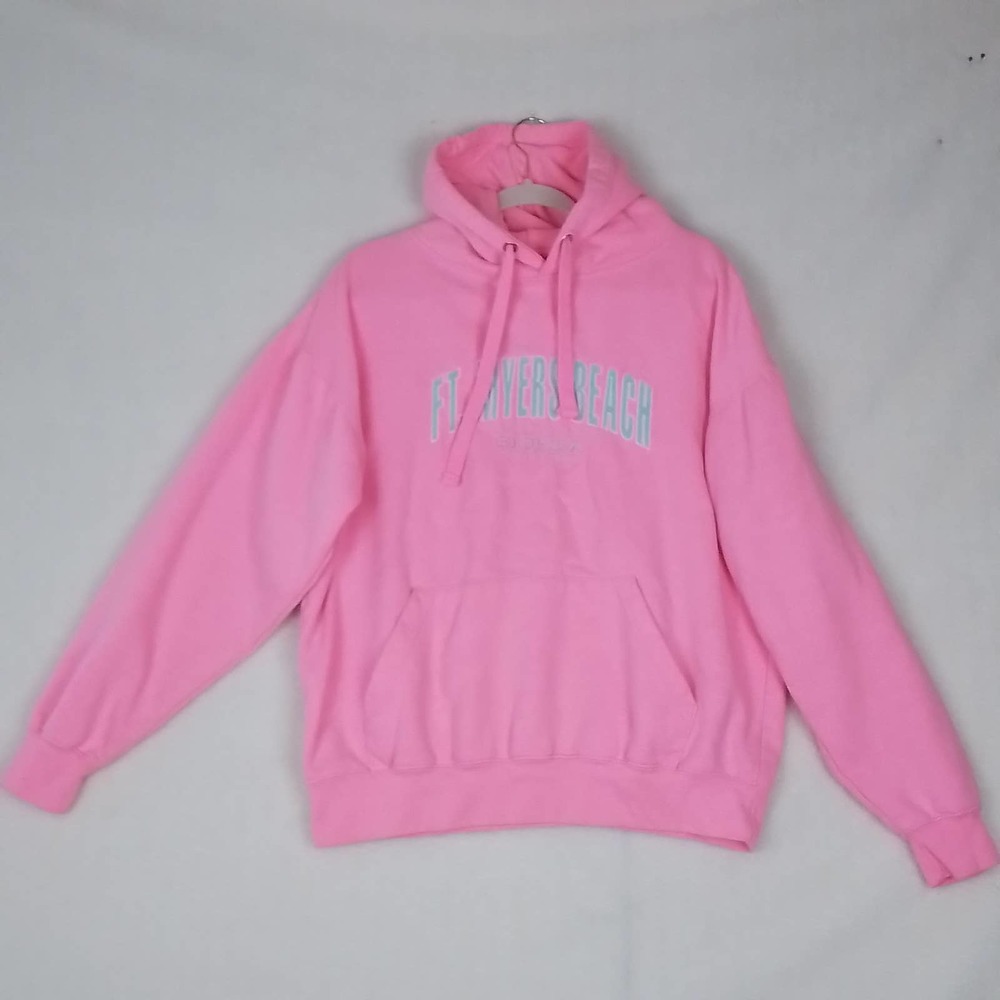 Vintage Ragwear USA Oversized Hoodie Size Large in‎ Pink Ft. Myers Beach Florida